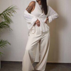 Pantalone tuta VCOLO latte